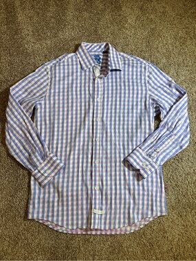 English Laundry Pink and Blue Checked Dress Shirt
